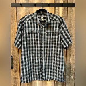 Men's Oceans & Coast S/S dress shirt - black plaid - large